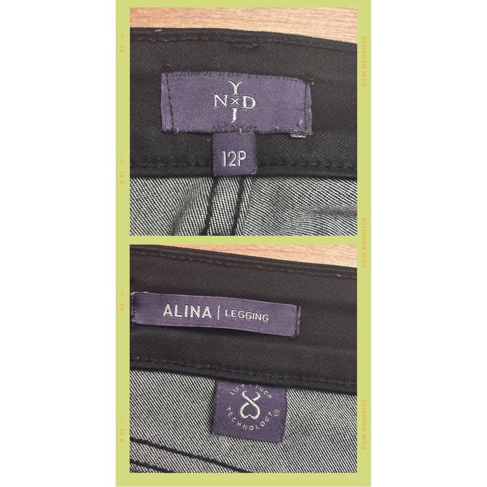 NYDJ Alina Legging Black Jeans Size 12P Petite Stretch Denim Straight 5-Pocket - Picture 5 of 10